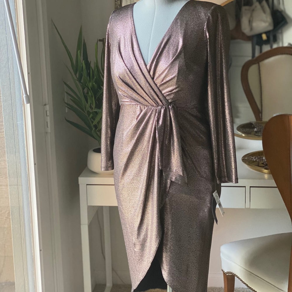 Foiled drape dress